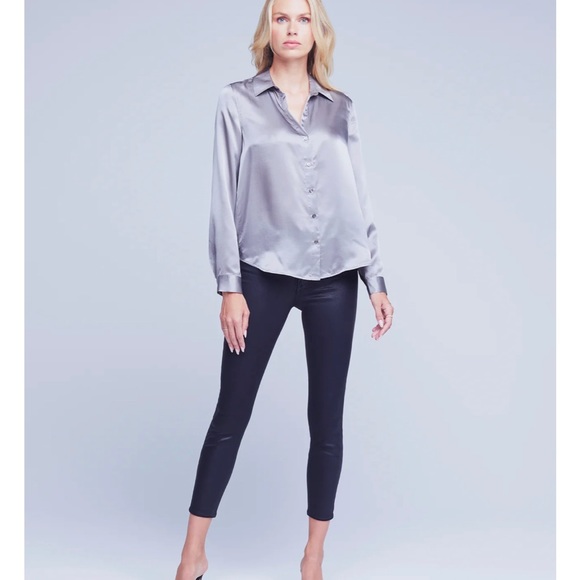 L'AGENCE GRAY STORMY TYLER LONG SLEEVE BLOUSE Size Small - Picture 3 of 11